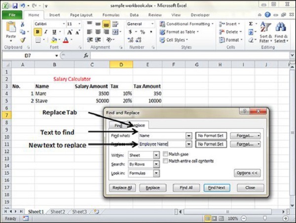 Replace Tab in Excel