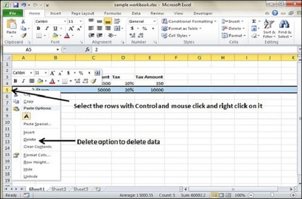 Selective delete of rows